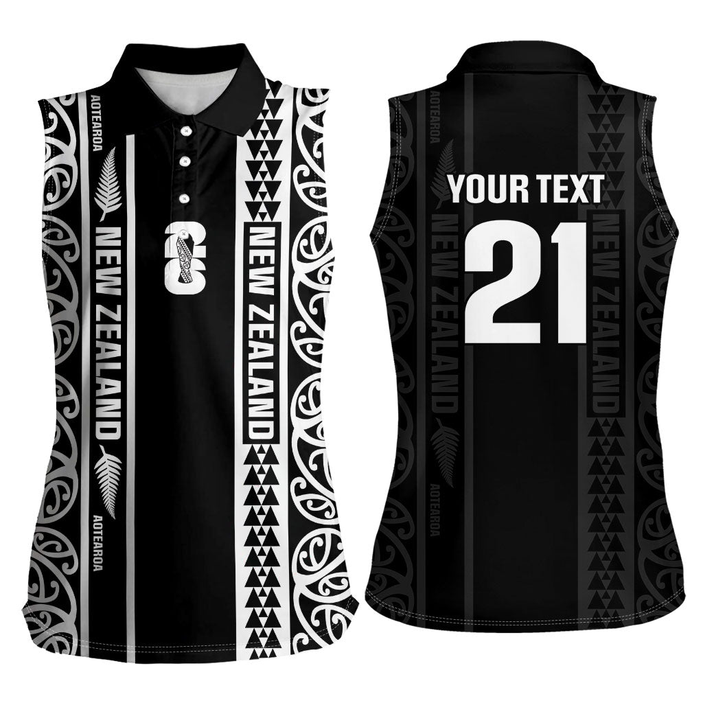 Custom New Zealand Football White Fern Supporter Women Sleeveless Polo Shirt