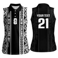 Custom New Zealand Football White Fern Supporter Women Sleeveless Polo Shirt