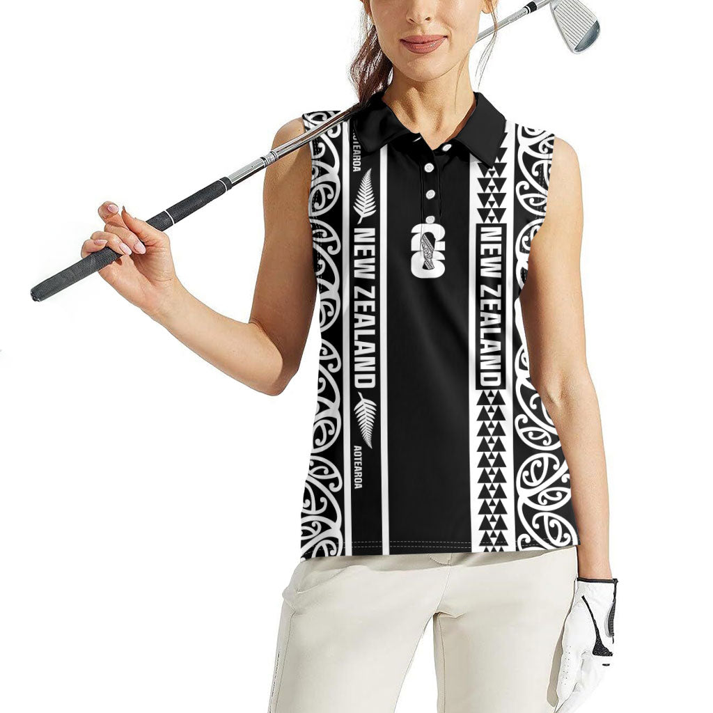 Custom New Zealand Football White Fern Supporter Women Sleeveless Polo Shirt