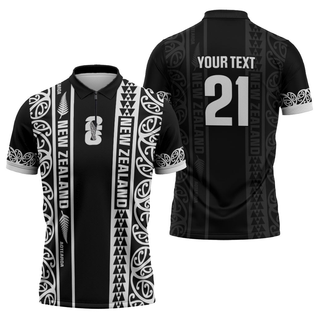 Custom New Zealand Football White Fern Supporter Zipper Polo Shirt