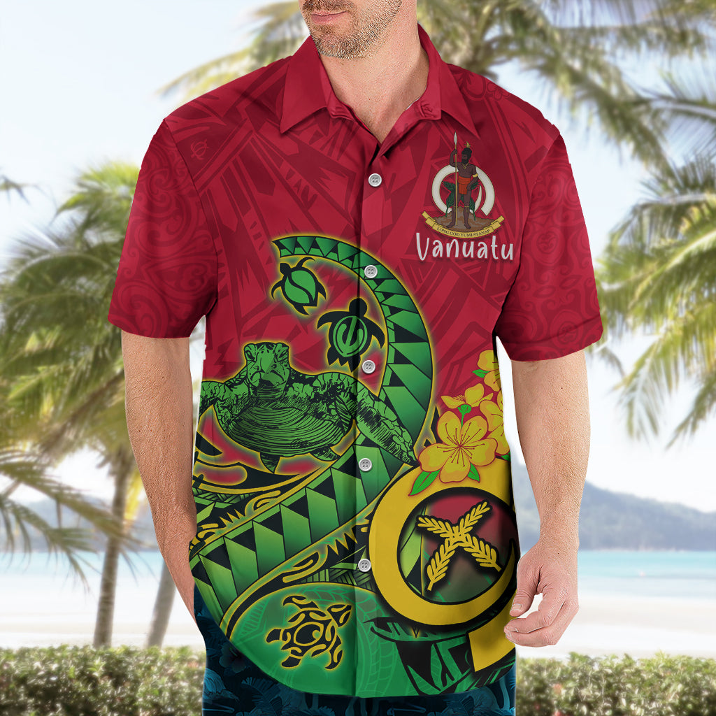 Vanuatu Islands Hawaiian Shirt Polynesian Tattoo and Sea Turtle LT9 - Polynesian Pride