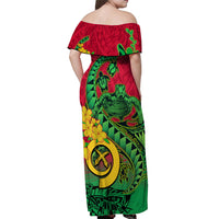 Vanuatu Islands Off Shoulder Maxi Dress Polynesian Tattoo and Sea Turtle LT9 - Polynesian Pride
