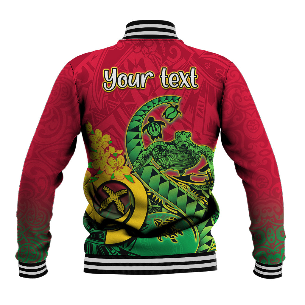 Personalised Vanuatu Islands Baseball Jacket Polynesian Tattoo and Sea Turtle LT9 - Polynesian Pride
