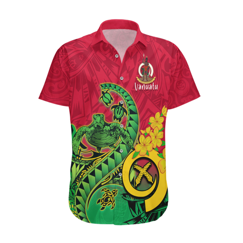 Personalised Vanuatu Islands Hawaiian Shirt Polynesian Tattoo and Sea Turtle LT9 Green - Polynesian Pride