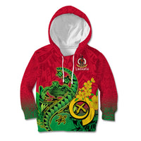 Personalised Vanuatu Islands Kid Hoodie Polynesian Tattoo and Sea Turtle LT9 Hoodie Green - Polynesian Pride