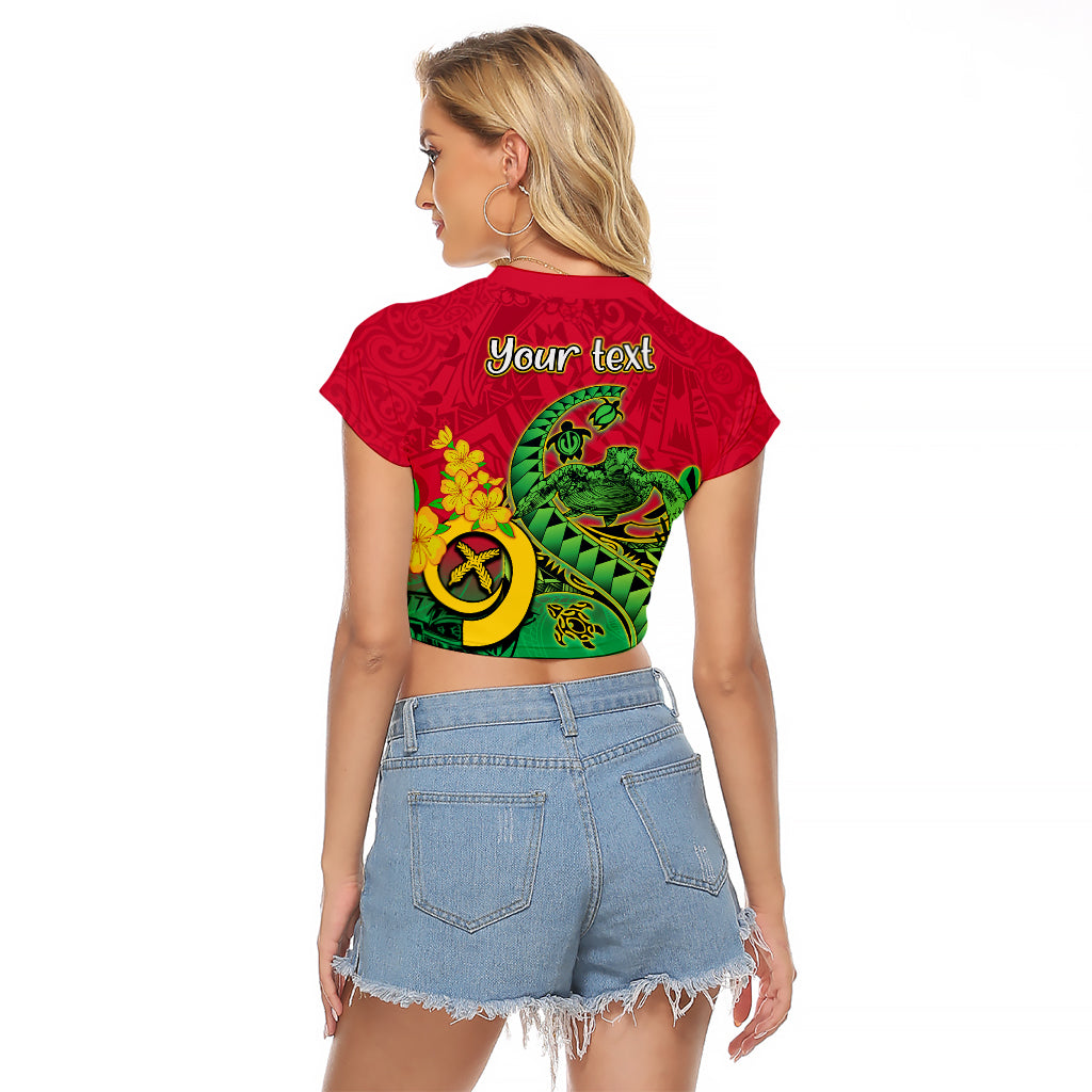 Personalised Vanuatu Islands Raglan Cropped T Shirt Polynesian Tattoo and Sea Turtle LT9 - Polynesian Pride