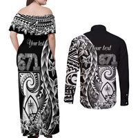 671 Guam Personalised Couples Matching Off Shoulder Maxi Dress and Long Sleeve Button Shirt Latte Stone Tribal