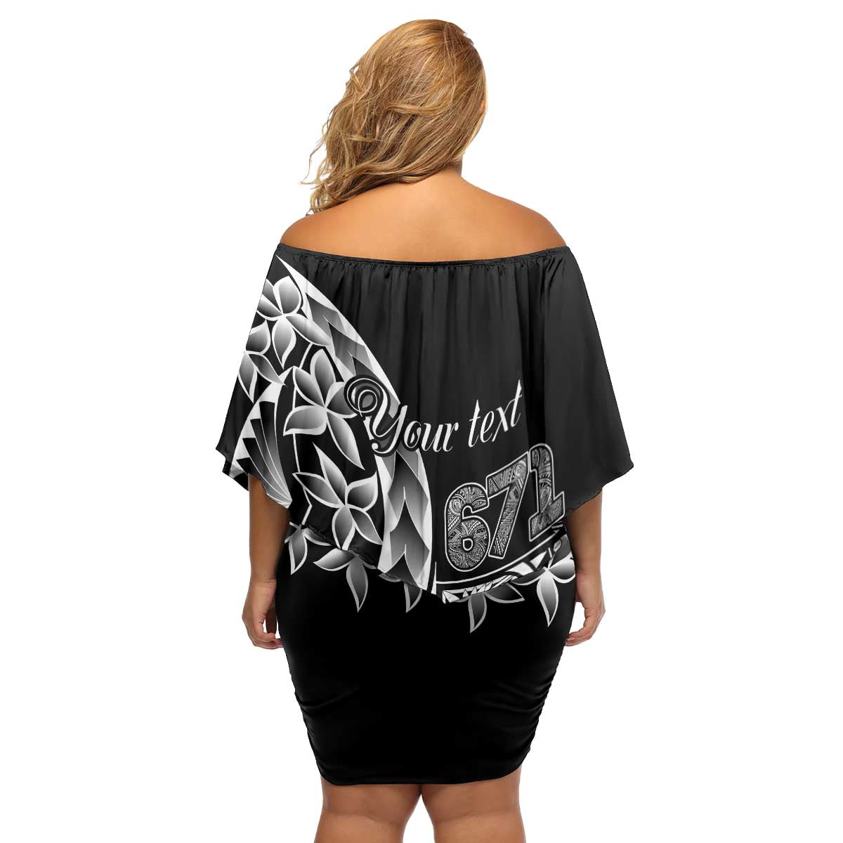 671 Guam Personalised Family Matching Off Shoulder Short Dress and Hawaiian Shirt Latte Stone Tribal