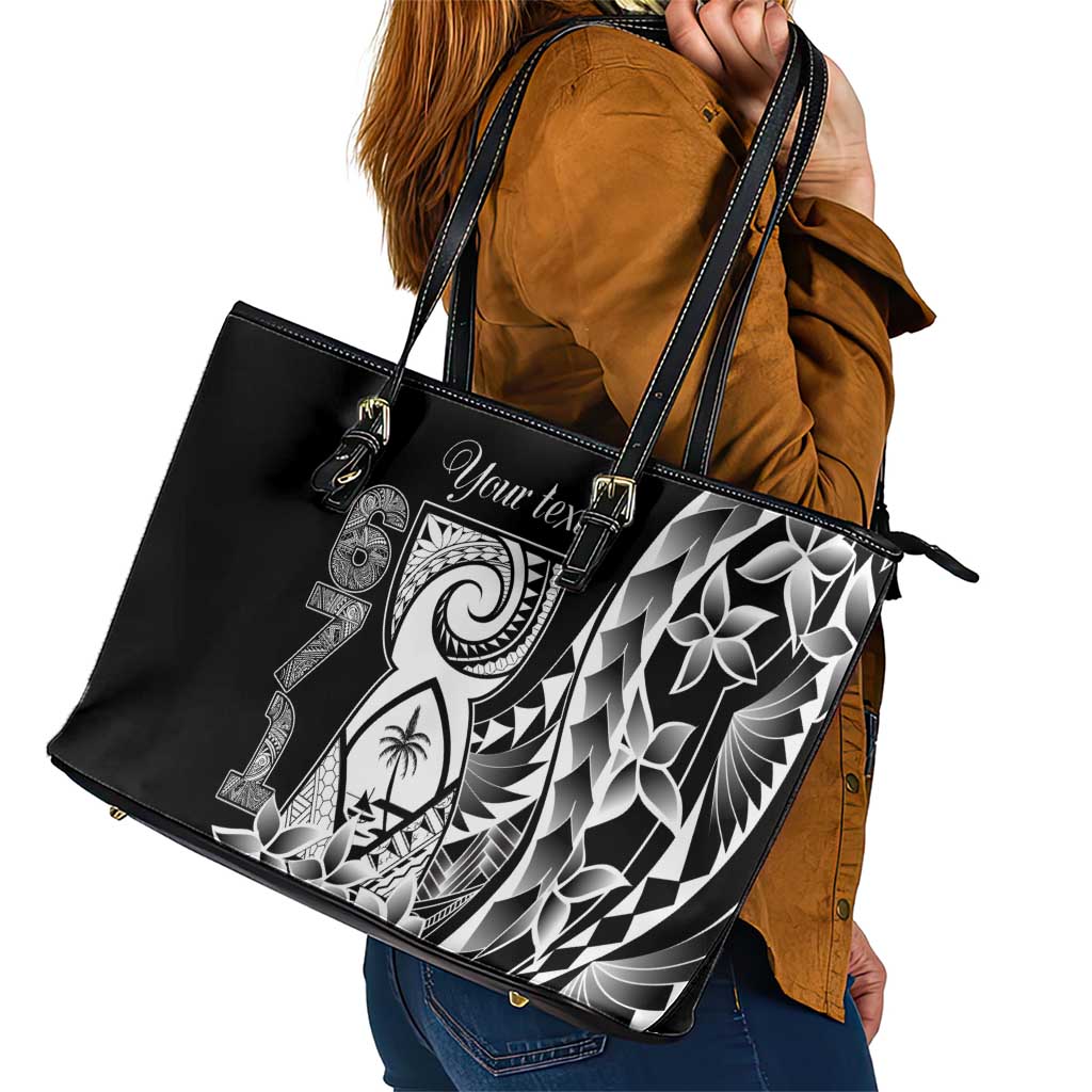671 Guam Personalised Leather Tote Bag Latte Stone Tribal