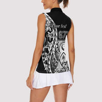 671 Guam Personalised Women Sleeveless Polo Shirt Latte Stone Tribal