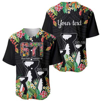 671 Guam Personalised Baseball Jersey Latte Stone and Tropical Flowers LT9 - Polynesian Pride