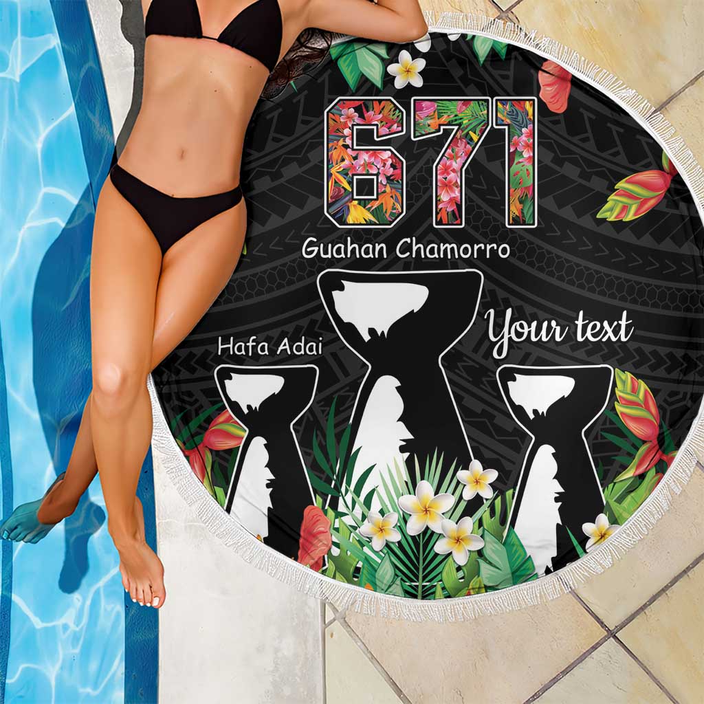 671 Guam Personalised Beach Blanket Latte Stone and Tropical Flowers