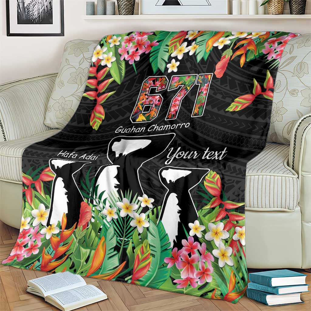 671 Guam Personalised Blanket Latte Stone and Tropical Flowers