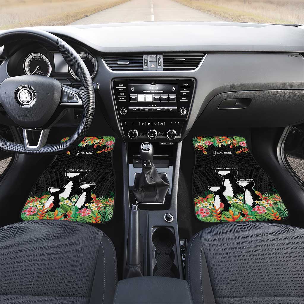 671 Guam Personalised Car Mats Latte Stone and Tropical Flowers