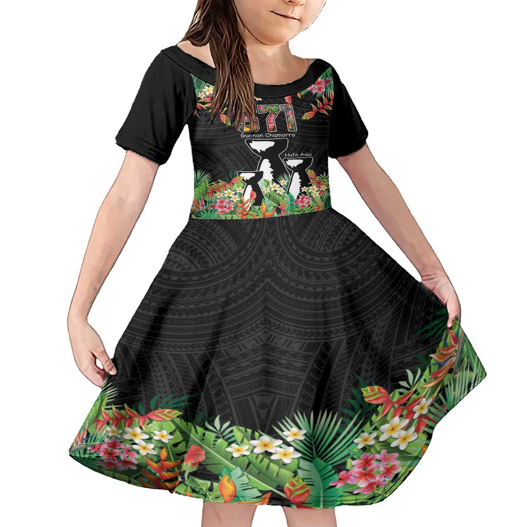 671 Guam Personalised Family Matching Short Sleeve Bodycon Dress and Hawaiian Shirt Latte Stone and Tropical Flowers