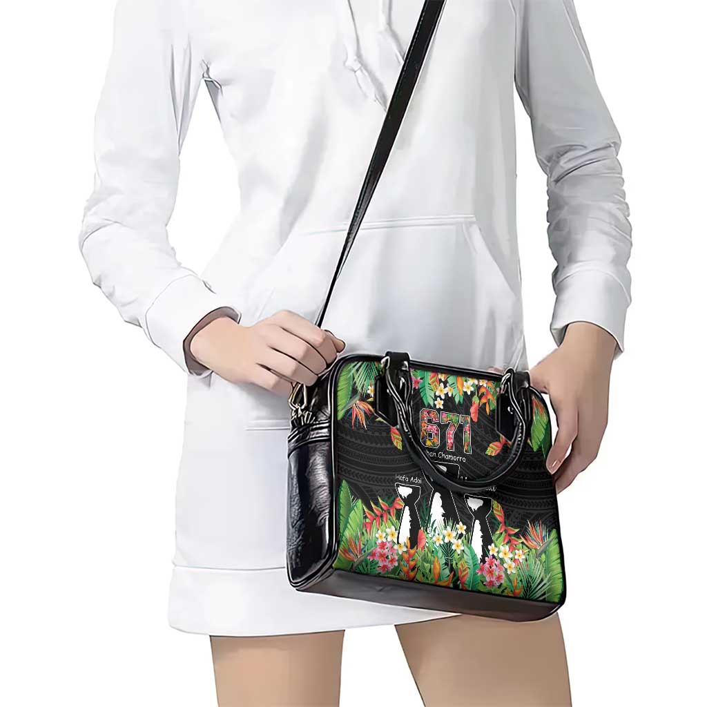 671 Guam Personalised Shoulder Handbag Latte Stone and Tropical Flowers