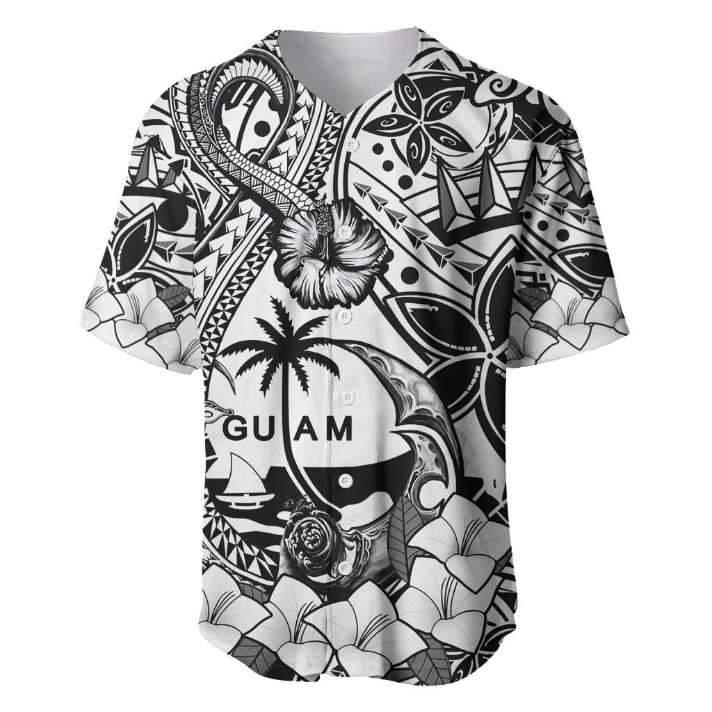 Guam Hafa Adai Guasali Flowers Baseball Jersey LT9 Black - Polynesian Pride