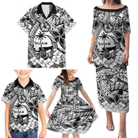Guam Hafa Adai Guasali Flowers Family Matching Puletasi and Hawaiian Shirt