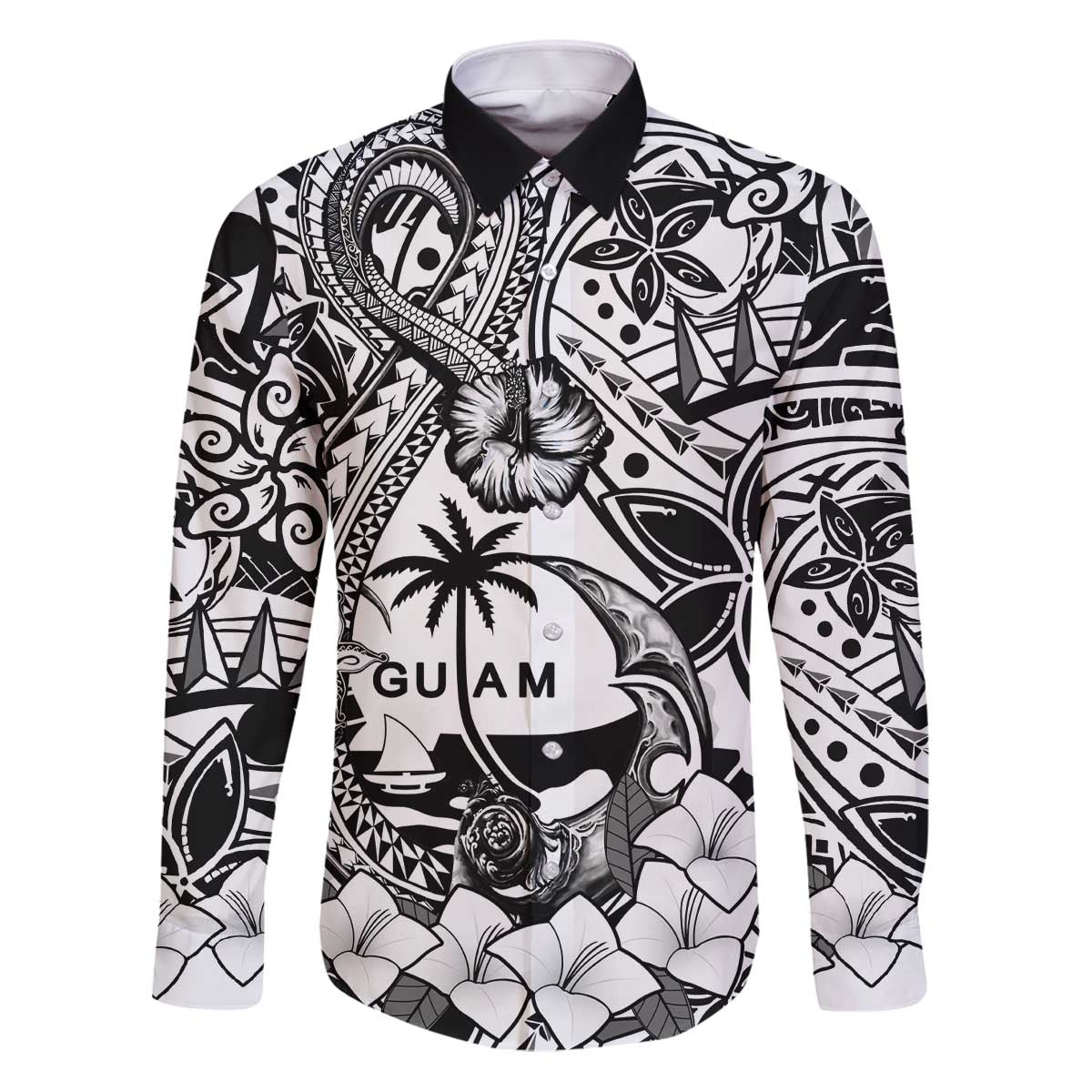 Guam Hafa Adai Guasali Flowers Family Matching Puletasi and Hawaiian Shirt