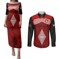 Tonga Rugby Couples Matching Puletasi Dress and Long Sleeve Button Shirts Go Champions World Cup 2023 Ngatu Unique LT9 Red - Polynesian Pride