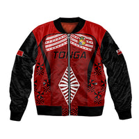 Tonga Rugby Sleeve Zip Bomber Jacket Go Champions World Cup 2023 Ngatu Unique LT9 Unisex Red - Polynesian Pride