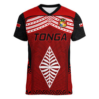 Tonga Rugby Women V Neck T Shirt Go Champions World Cup 2023 Ngatu Unique LT9 Female Red - Polynesian Pride