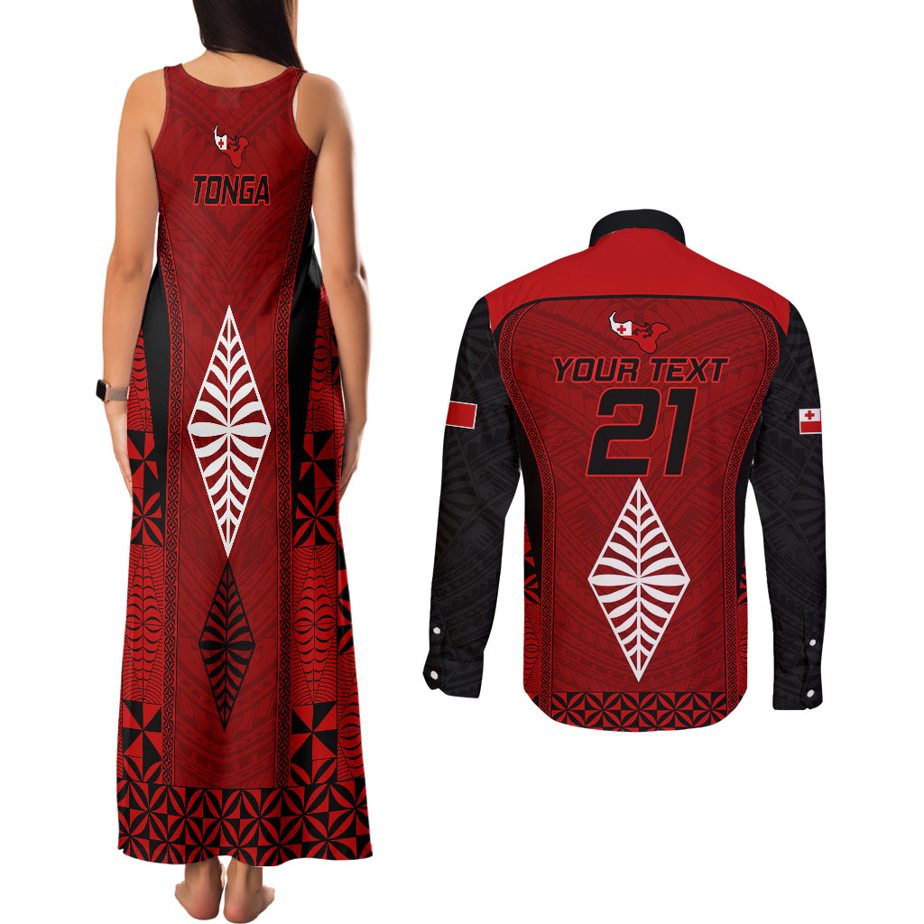 Custom Tonga Rugby Couples Matching Tank Maxi Dress and Long Sleeve Button Shirts Go Champions World Cup 2023 Ngatu Unique LT9 - Polynesian Pride
