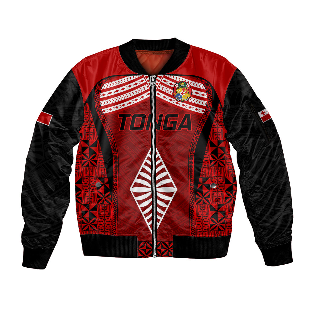 Custom Tonga Rugby Sleeve Zip Bomber Jacket Go Champions World Cup 2023 Ngatu Unique LT9 Unisex Red - Polynesian Pride