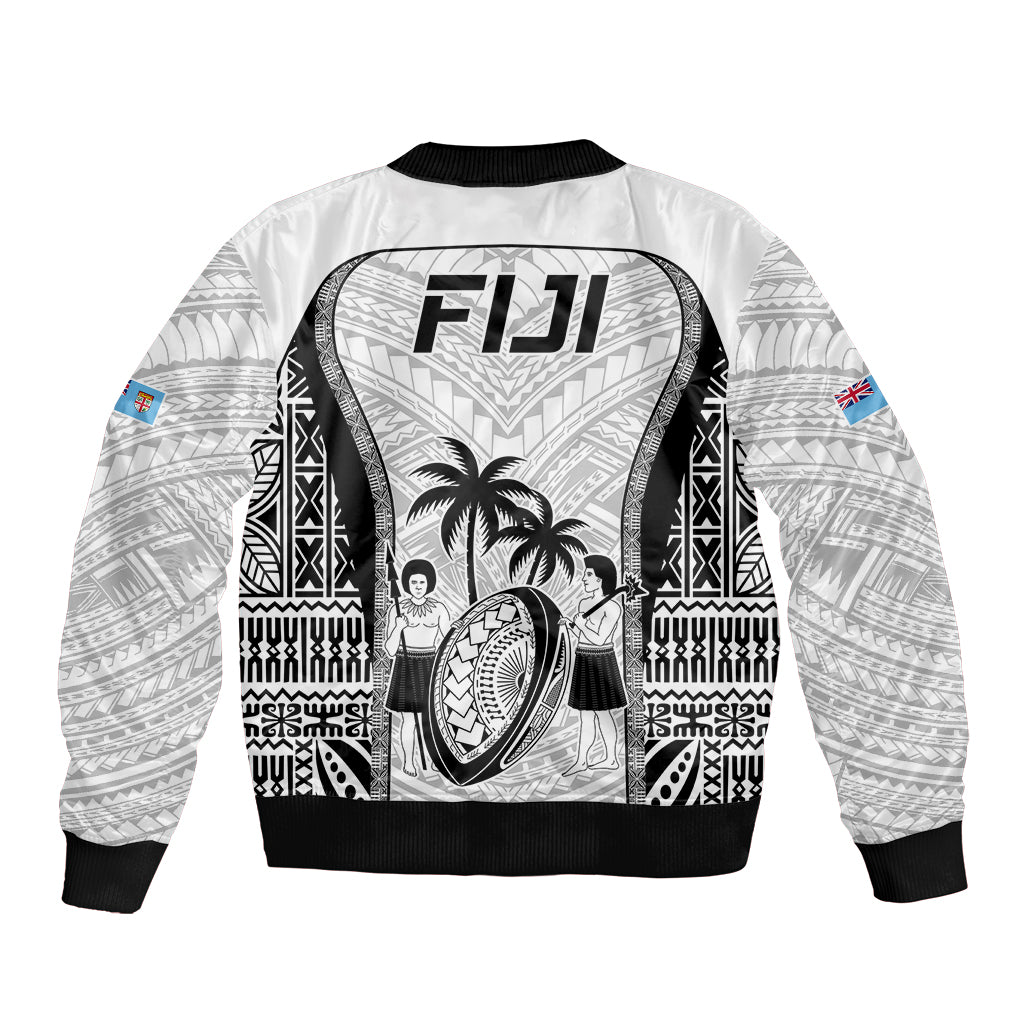 Fiji Rugby Bomber Jacket Go Champions World Cup 2023 Tapa Unique White Vibe LT9 - Polynesian Pride