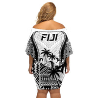 Fiji Rugby Off Shoulder Short Dress Go Champions World Cup 2023 Tapa Unique White Vibe LT9 - Polynesian Pride