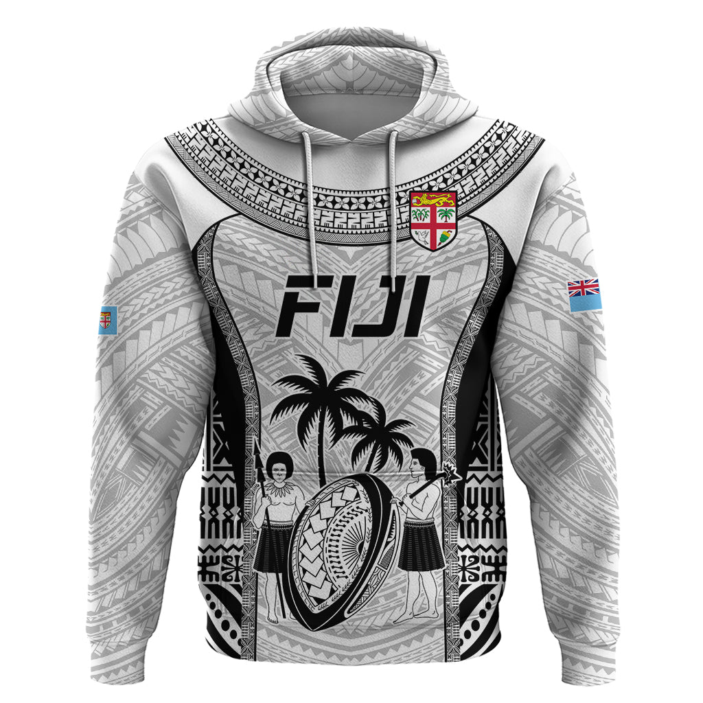 Custom Fiji Rugby Hoodie Go Champions World Cup 2023 Tapa Unique White Vibe LT9 Pullover Hoodie White - Polynesian Pride