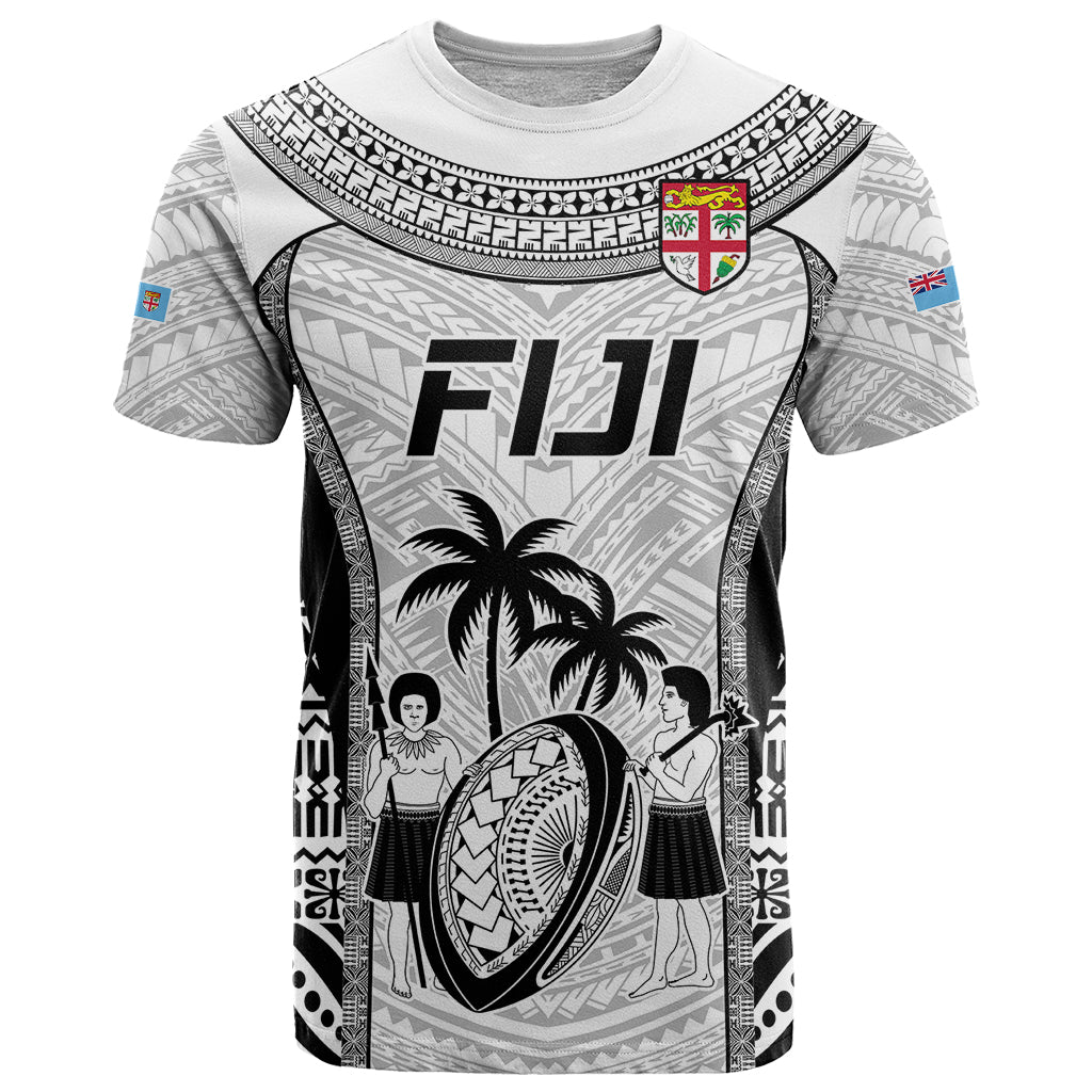Custom Fiji Rugby T Shirt Go Champions World Cup 2023 Tapa Unique White Vibe LT9 White - Polynesian Pride