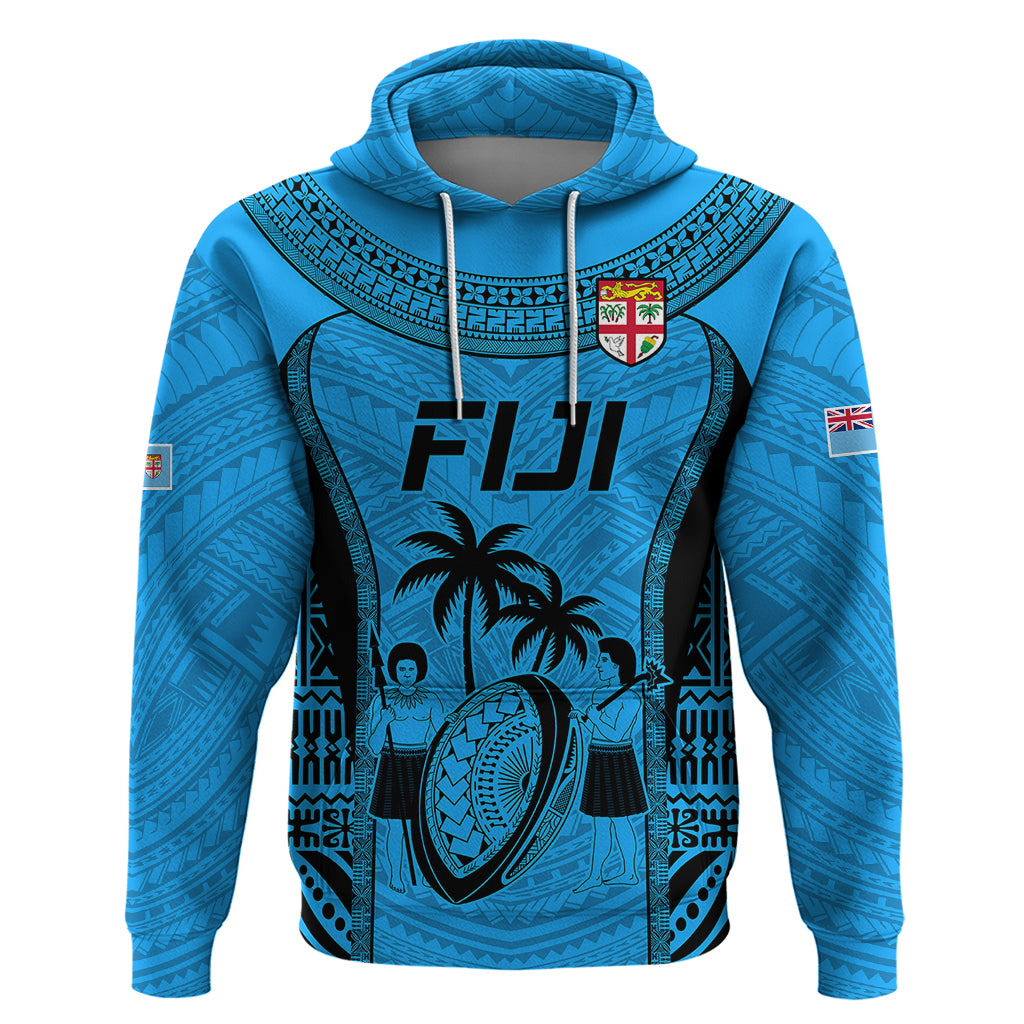 Fiji Rugby Hoodie Go Champions World Cup 2023 Tapa Unique Blue Vibe LT9 Pullover Hoodie Blue - Polynesian Pride