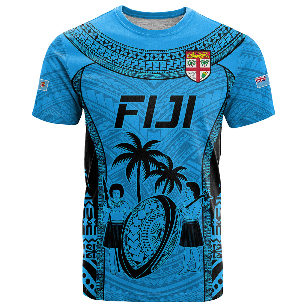 Fiji Rugby T Shirt Go Champions World Cup 2023 Tapa Unique Blue Vibe LT9 Blue - Polynesian Pride
