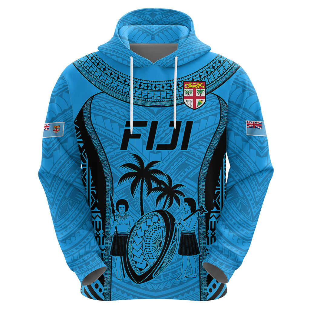 Custom Fiji Rugby Hoodie Go Champions World Cup 2023 Tapa Unique Blue Vibe LT9 - Polynesian Pride
