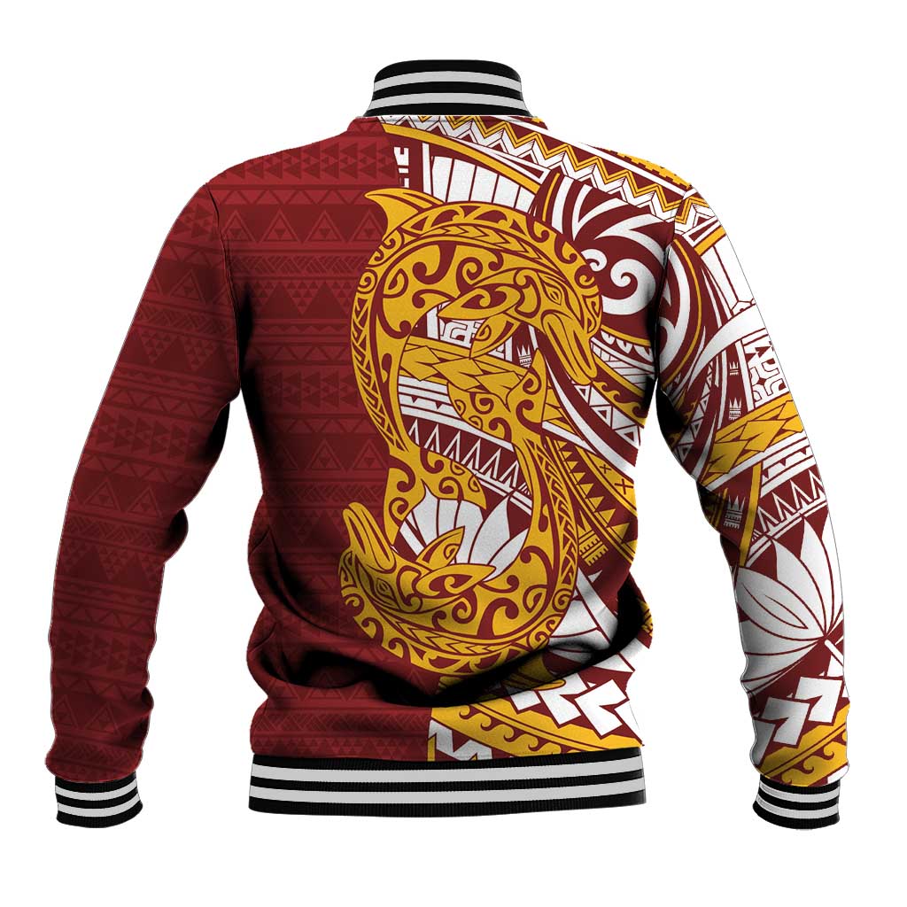 Couple Dolphins Maori Motif Baseball Jacket - Polynesian Pride