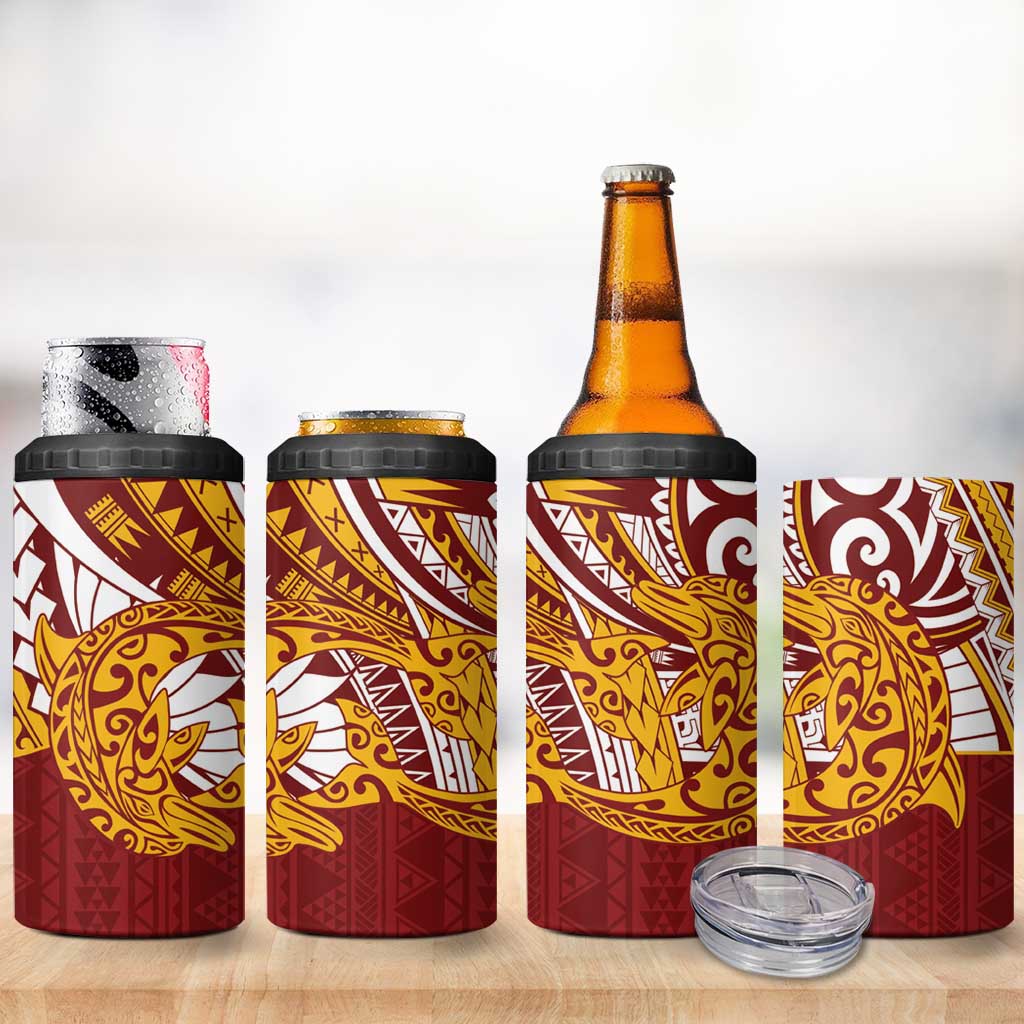 Couple Dolphins Maori Motif 4 in 1 Can Cooler Tumbler - Polynesian Pride