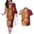 Couple Dolphins Maori Motif Couples Matching Off The Shoulder Long Sleeve Dress and Hawaiian Shirt - Polynesian Pride