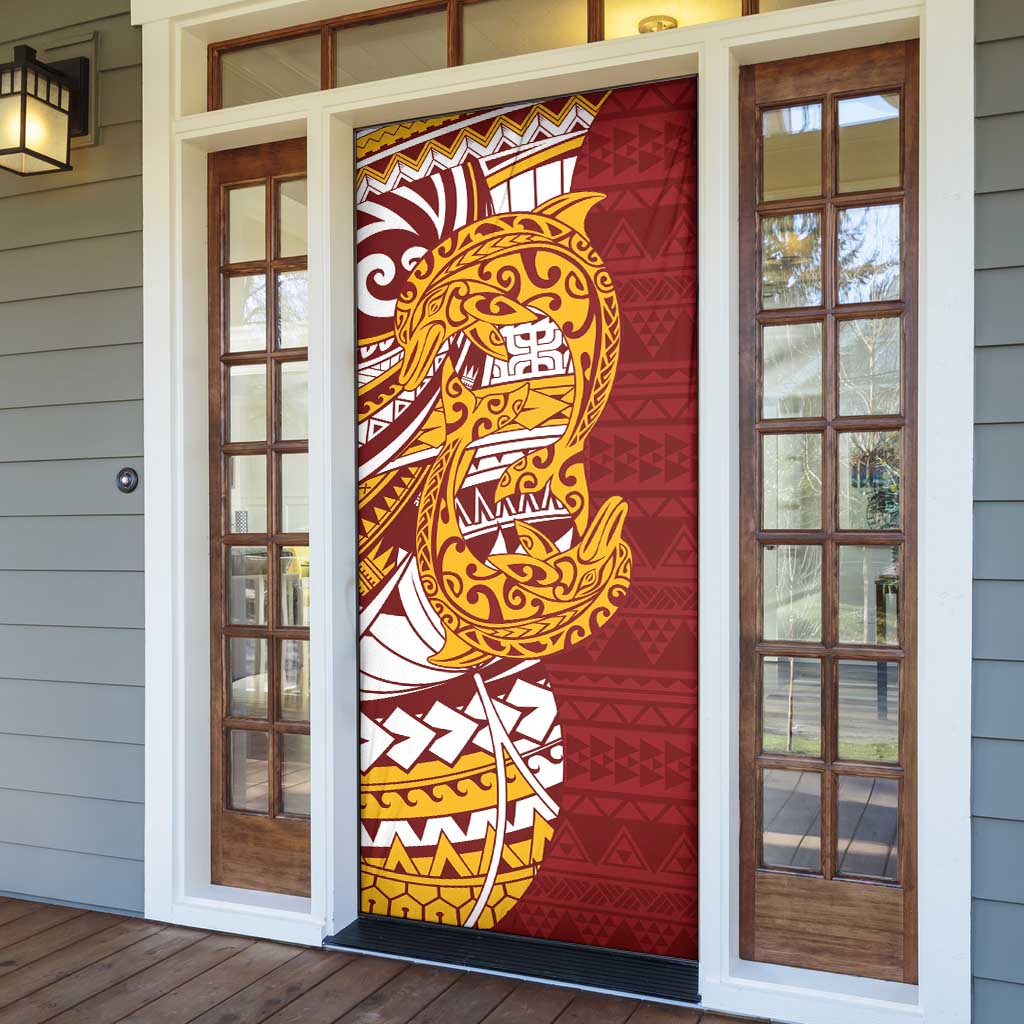 Couple Dolphins Maori Motif Door Cover - Polynesian Pride