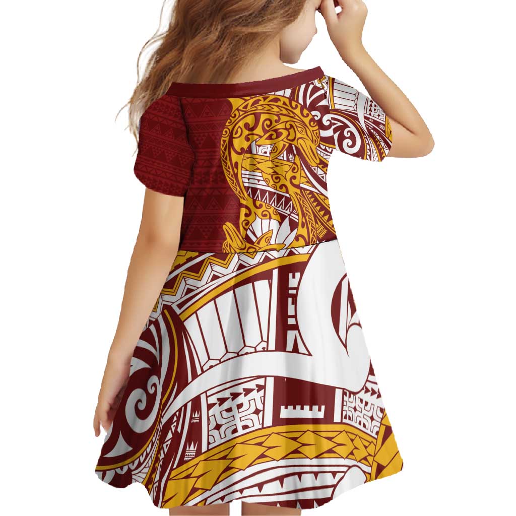 Couple Dolphins Maori Motif Family Matching Short Sleeve Bodycon Dress and Hawaiian Shirt - Polynesian Pride
