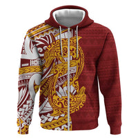 Couple Dolphins Maori Motif Hoodie LT9 Zip Hoodie Burgundy - Polynesian Pride