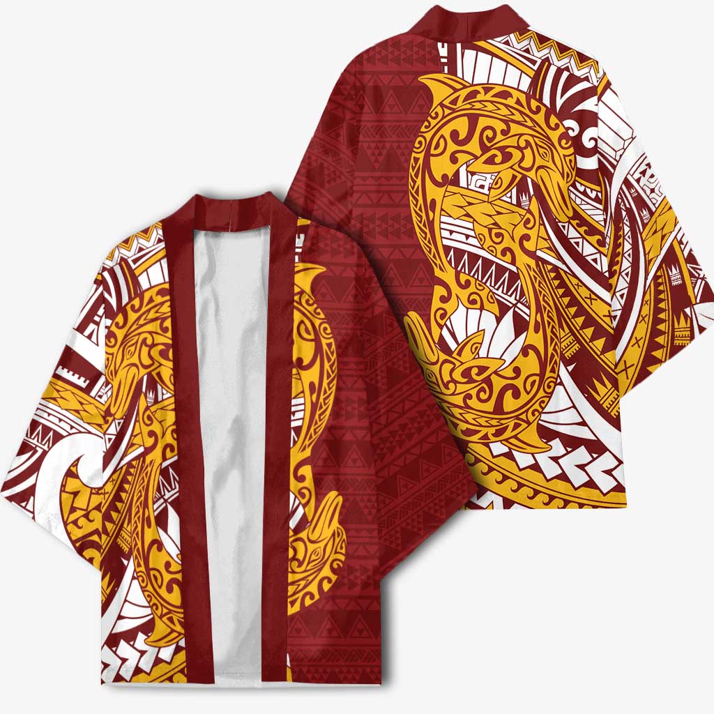 Couple Dolphins Maori Motif Kimono - Polynesian Pride