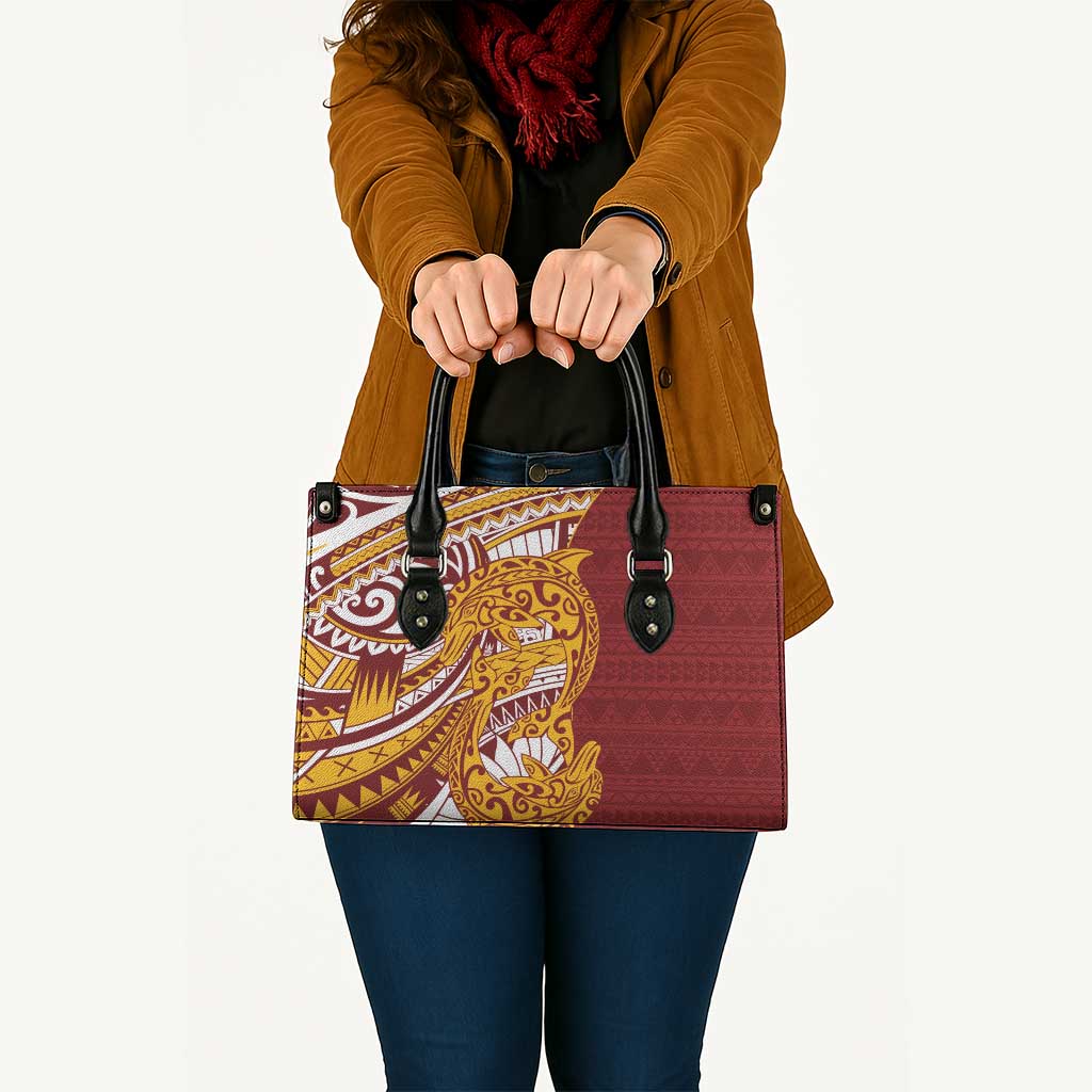 Couple Dolphins Maori Motif Leather Bag - Polynesian Pride