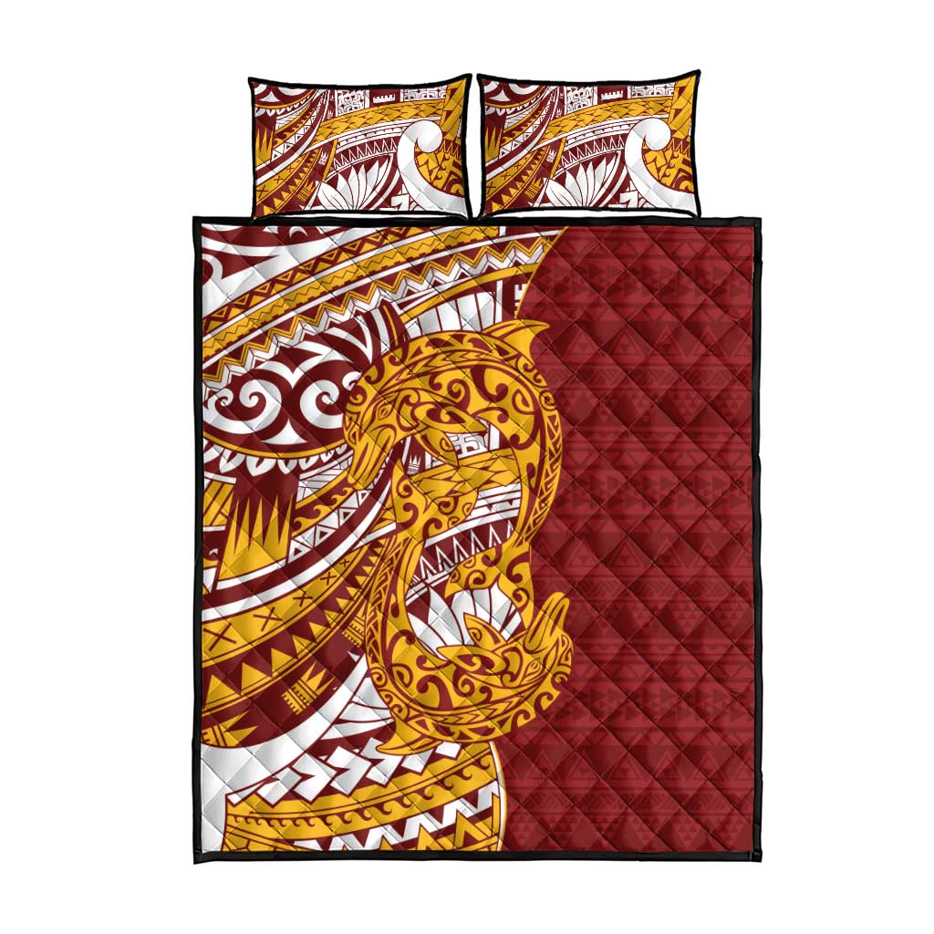 Couple Dolphins Maori Motif Quilt Bed Set - Polynesian Pride