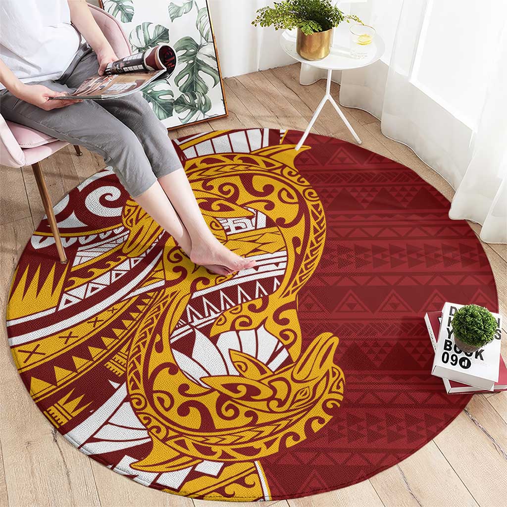 Couple Dolphins Maori Motif Round Carpet - Polynesian Pride