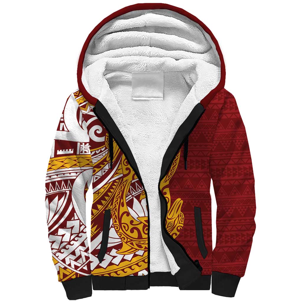 Couple Dolphins Maori Motif Sherpa Hoodie - Polynesian Pride