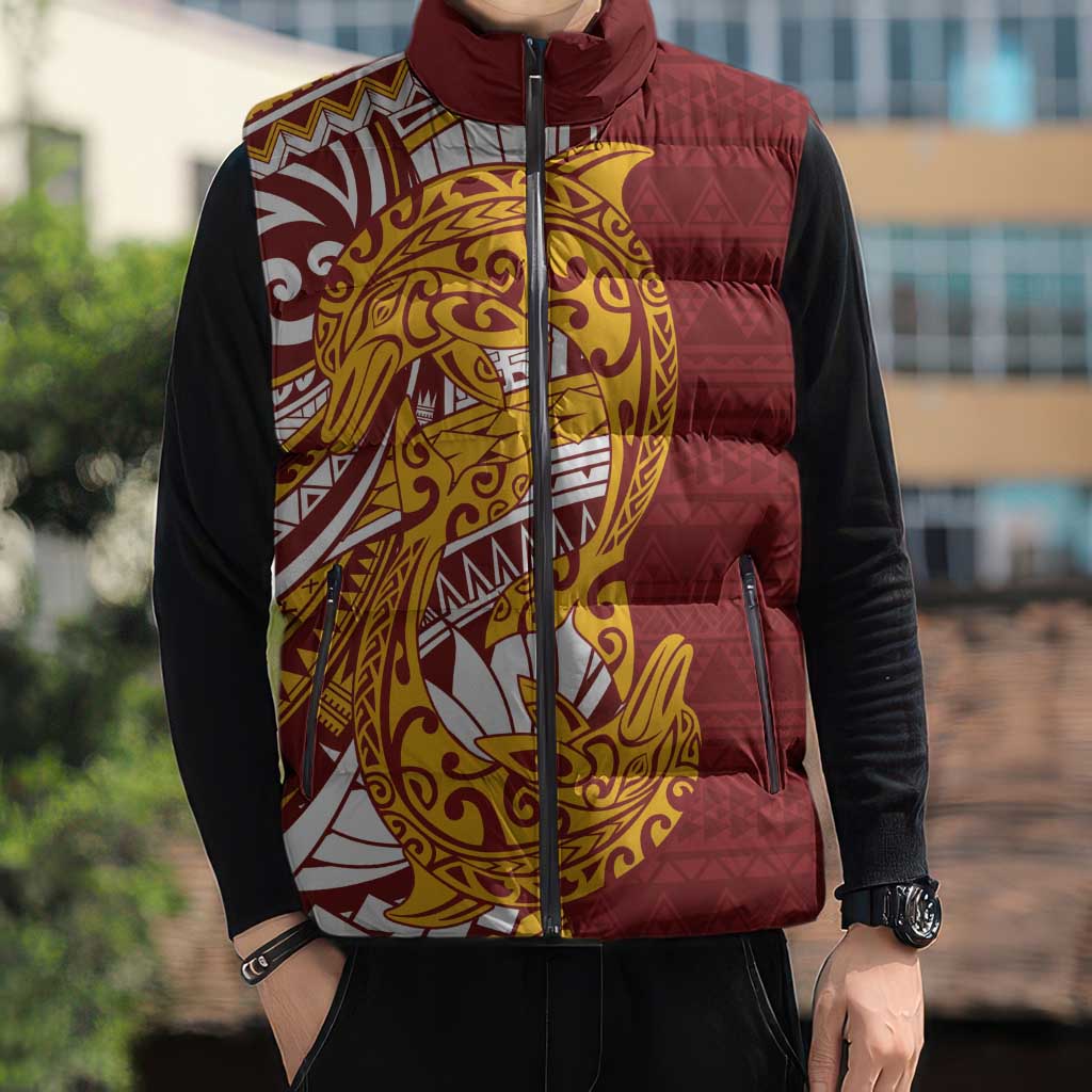Couple Dolphins Maori Motif Sleeveless Puffer Jacket - Polynesian Pride