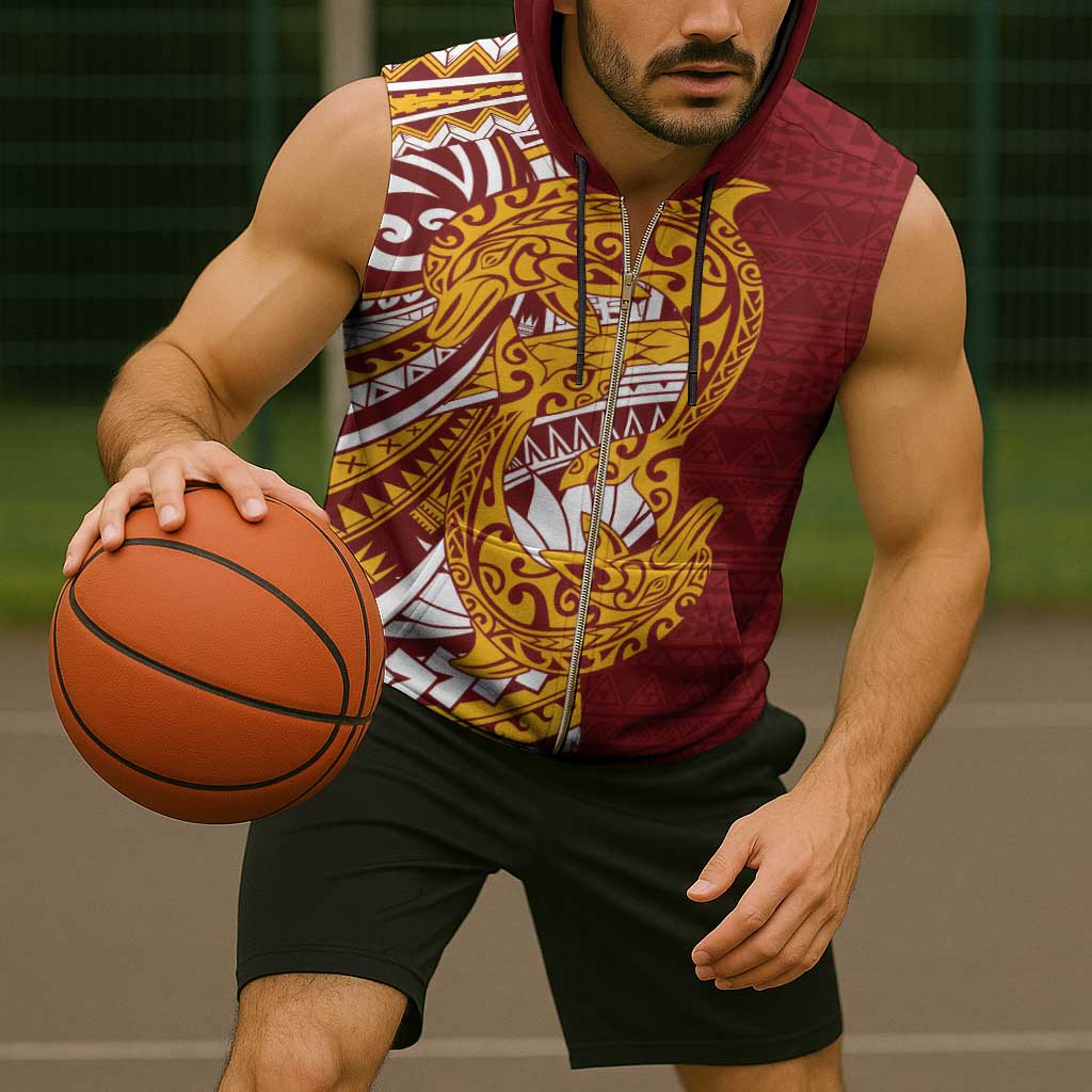 Couple Dolphins Maori Motif Sleeveless Zip Hoodie - Polynesian Pride