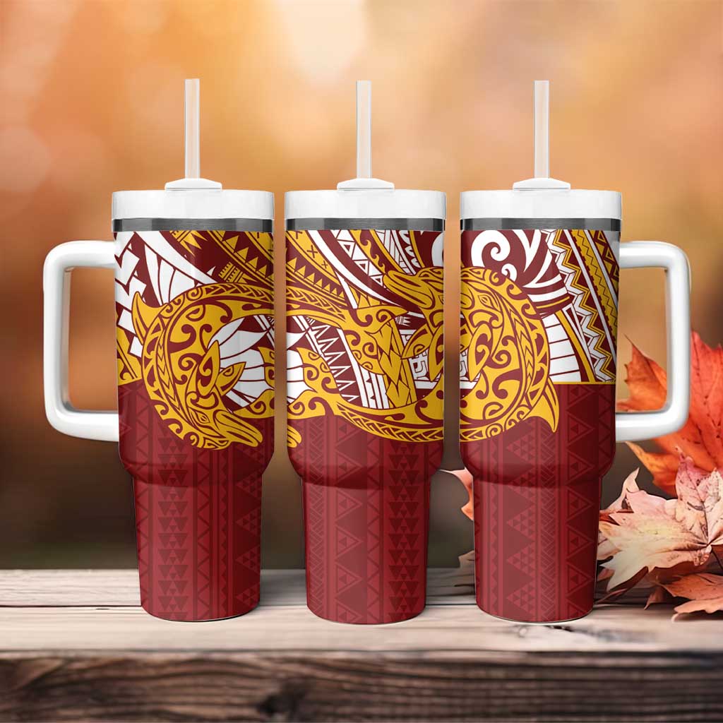 Couple Dolphins Maori Motif Tumbler With Handle - Polynesian Pride