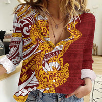 Couple Dolphins Maori Motif Women Casual Shirt - Polynesian Pride